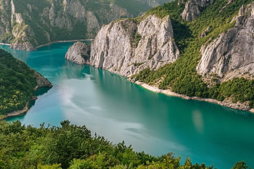 Landscape of Piva Lake in Piva River Canyon photo