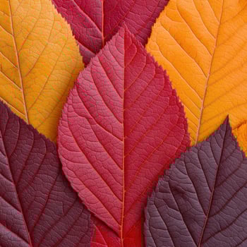 Vibrant autumn leaves in shades of red, orange, and purple photo
