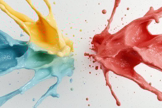 Colorful paint splashes and splatters photo