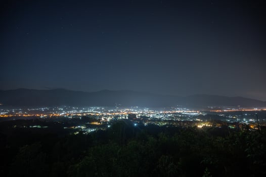 Night view of Chiang Rai city. Chiang Rai is a Thai city and province nestled among mountainous regions in the north. photo