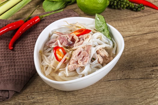 Vietnamese Pho Bo soup with beef photo