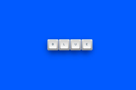 Blue text on a 3d keyboard button with shadow concept series photo