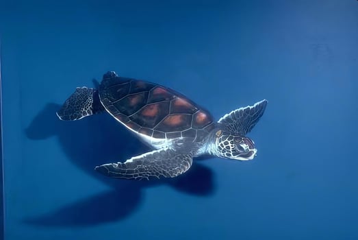 Elegant Sea Turtle Swimming in Crystal-Clear Water photo