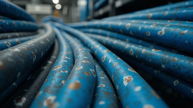 Blue Pipes with Peeling Paint photo