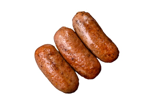 Chicken or pork sausages with salt, spices and herbs photo