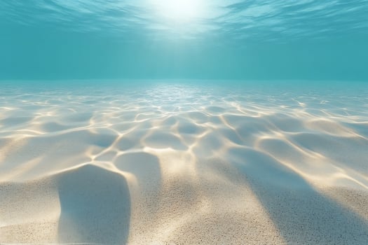 Sunlight glimmers on the sandy ocean floor in a peaceful underwater setting photo
