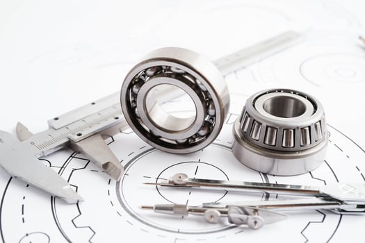 Engineering and precision tools with metal ball bering, mechanical industrial. photo