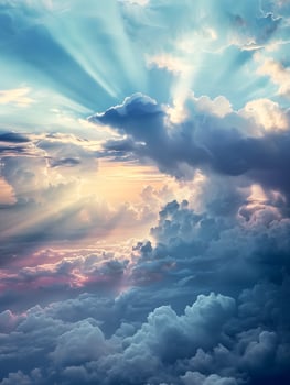 Dramatic Sky with Rays of Sunlight Breaking Through Clouds photo