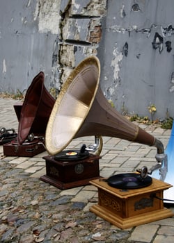 old gramophones outdoor photo