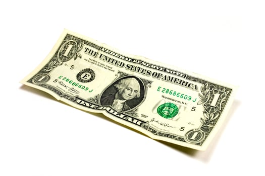 one dollar on white photo
