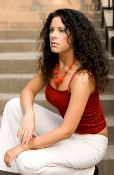 woman on a staircase photo