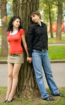 couple near the tree photo