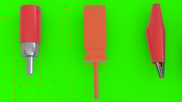 connectors and cables with green background photo