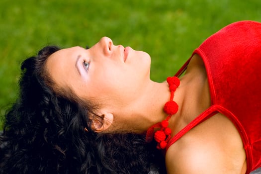 woman on the grass photo