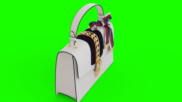 stylish white ladies purse with green background 7 photo