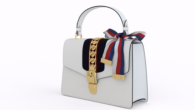 stylish white ladies purse with white background 8 photo
