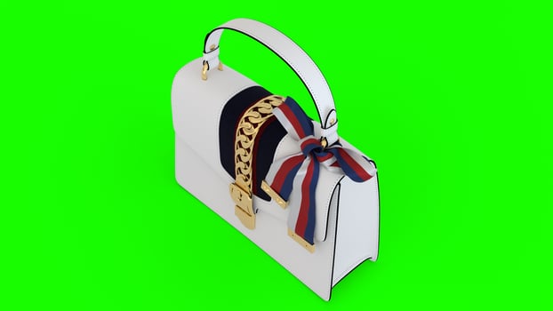 stylish white ladies purse with green background 9 photo