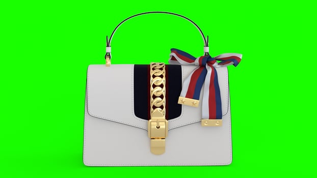 stylish white ladies purse with green background 8 photo