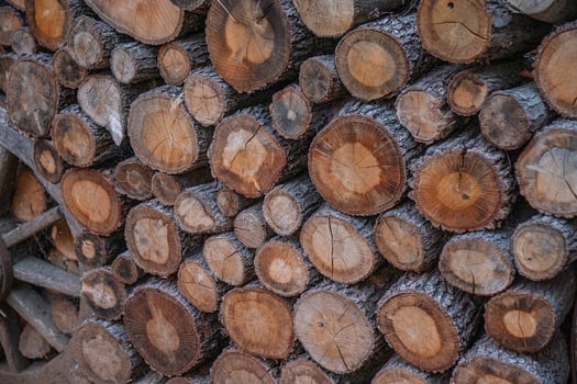 Pile of firewood stacked on top of each other .wall of firewood photo