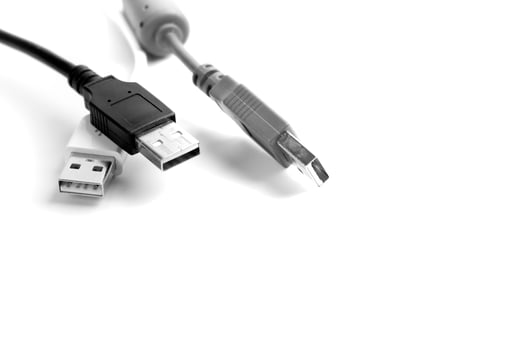 usb cables on white photo