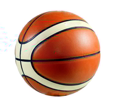 High-Resolution Image of a Classic Orange Basketball with Black Lines Isolated on White Background photo