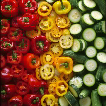 A vibrant photo of a fresh vegetable medley including zucchini, squash, and bell peppers