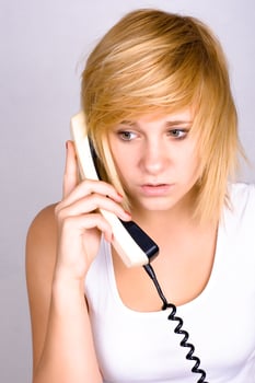 woman with retro telephone photo
