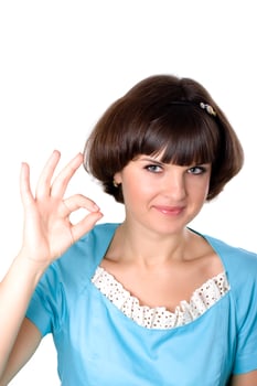 brunette shiwing ok gesture photo