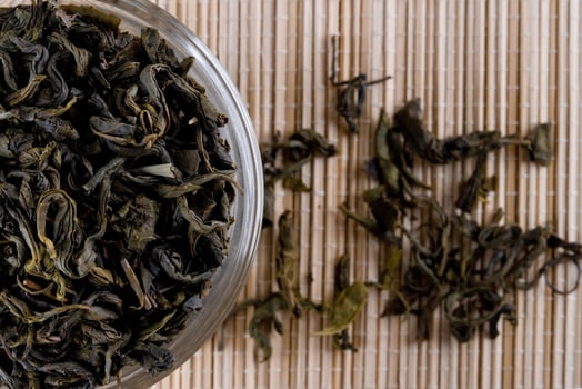 high quality green tea in glass photo