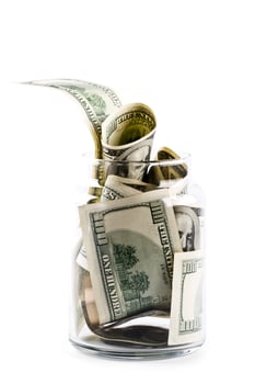 money in glass jar photo