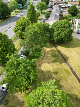 High Angle View of Buildings at Central Bristol City of Southwest of England, United Kingdom. The High Angle Footage Was Captured with Drone's Camera from High Altitude on May 26th, 2024. photo