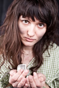 begging young woman photo