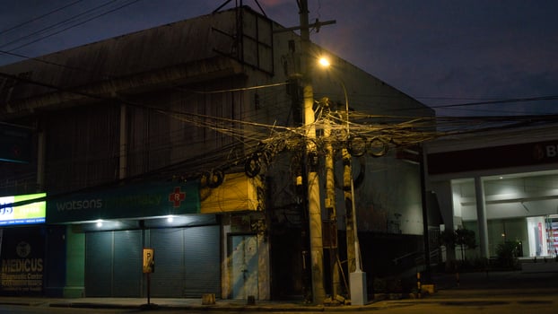 A street with a building photo