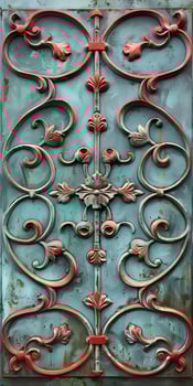 Vintage Rustic Ornate Copper Design, Decorative Metalwork Art photo