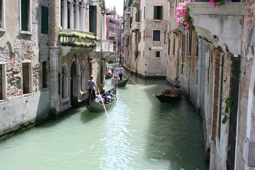 Venice, antique buildings along Canals photo
