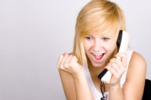 woman with retro telephone photo
