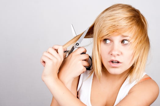 woman with scissors photo