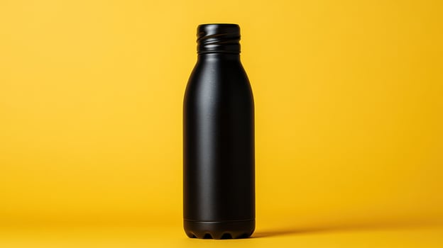 Sleek Minimalist Black Stainless Steel Water Bottle Perfect for Hydration on the Go photo