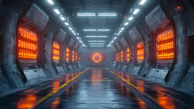 Futuristic Spaceship Corridor 3D Illustration photo