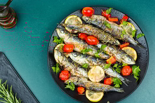 Baked sardine fish. photo
