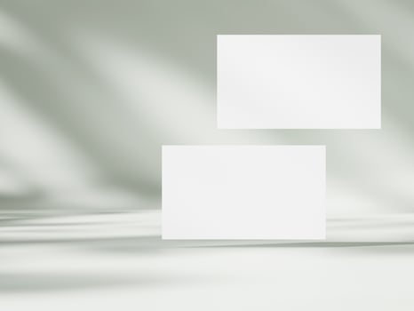 Business card mockup on aesthetic warm white background photo