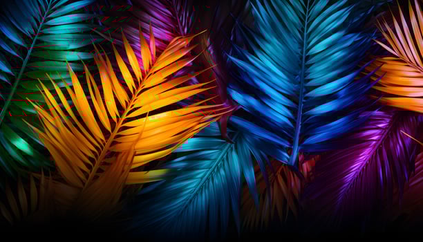 A Kaleidoscope of Vibrant Leaves - Natures Color Symphony on a Black Canvas photo