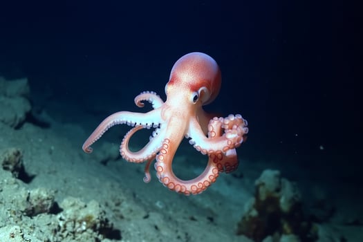 A vibrant octopus swimming gracefully in the ocean. photo