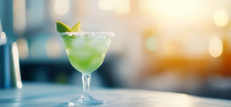 A refreshing green cocktail garnished with lime, served in a glass. photo
