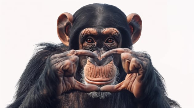 Chimpanzee Making a Heart Shape With Its Hands photo