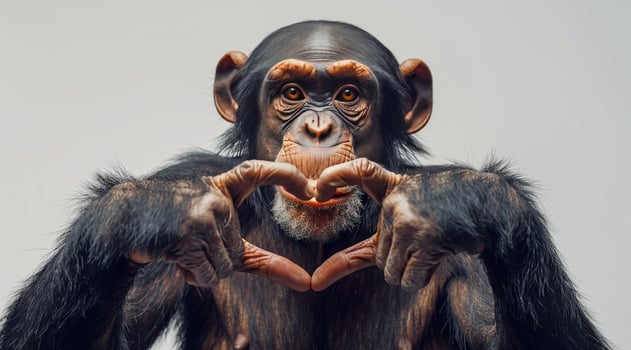 Chimpanzee Making a Heart Shape With Its Hands photo