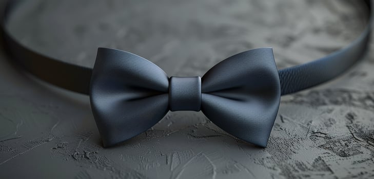 Close Up of a Dark Blue Bowtie on a Grey Surface photo