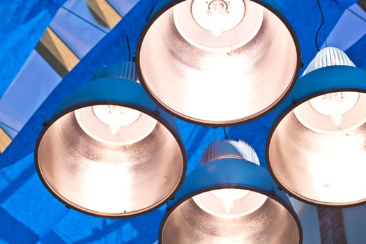 metal lamps on blue photo