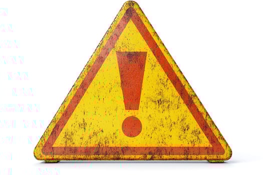 Grungy yellow and red warning sign showing danger photo