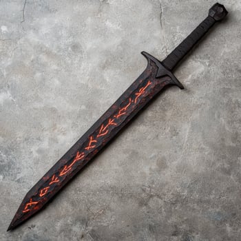 Dramatic fantasy sword with glowing cracks photo
